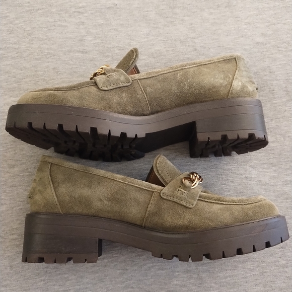 Sam Edelman Women's Taelor Chain Link Olive Suede Lug Sole Loafers Size 8M - Picture 12 of 16